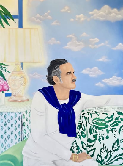 El mundo de la decoración tiene su lugar en esta exposición. La artista Sandra Rojo ha elegido retratar al reconocido interiorista Lorenzo Castillo: “Lorenzo es un sueño y sentado en su apartamento de Madrid lo es aún más. Sus mezclas imposibles de estampados, la fiesta de los contrastes, pero siempre en una armonía que solo él es capaz de conseguir”. El decorador de interiores asegura que un retrato tiene que reflejar el alma de su protagonista y, en este caso, lo ha conseguido: “La pintura tiene que entrar dentro del personaje y sacar lo mejor o lo peor de él. Cuando vi mi retrato descubrí virtudes que desconocía. Siempre había pensado que tenía más de demonio que de ángel, vi que también tengo un fondo inocente y puro”.