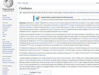La Viquipèdia define Cataluña como un país europeo.