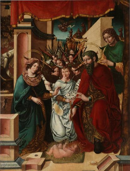 'El nacimiento de Cristo con la adoración de los ángeles', de El Maestro de Sijena.