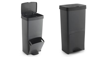 Se trata de un cubo de basura con tres compartimentos y una estética muy elegante a simple vista.