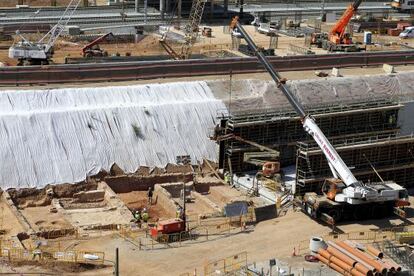 Una imagen de la villa termal romana descubierta en 2011 durante las obras de la nueva estaci&oacute;n de La Sagrera.