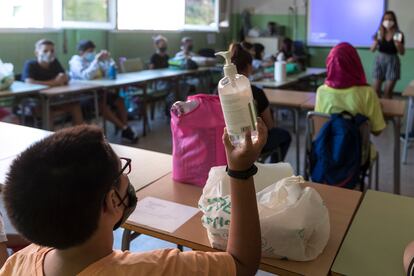 Una clase de primaria de un colegio de Badalona.