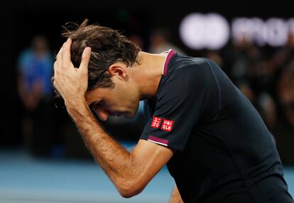 Federer, durante la semifinal de la última edición en Melbourne contra Djokovic.