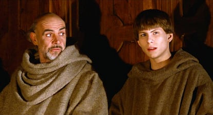 Sean Connery (left) and Christian Slater in the film 'The Name of the Rose'.