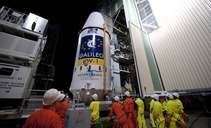 Preparativos para el lanzamiento de un módulo del sistema Galileo desde la base de Kourou, en la Guyana francesa. 