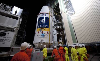 Preparativos para el lanzamiento de un módulo del sistema Galileo desde la base de Kourou, en la Guyana francesa. 