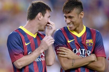 Messi y Neymar antes del partido