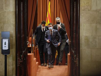 Reunión de los partidos y el Govern, en el Parlamento catalán, para fijar una nueva fecha electoral.
