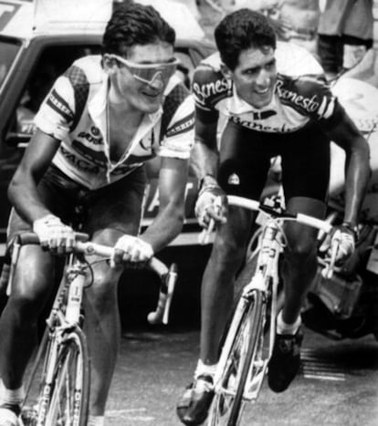 Indurain y Chiappucci en la ascensión al Tourmalet.