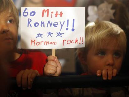 Mormones en un mitin de Romney en Carolina del Sur. 