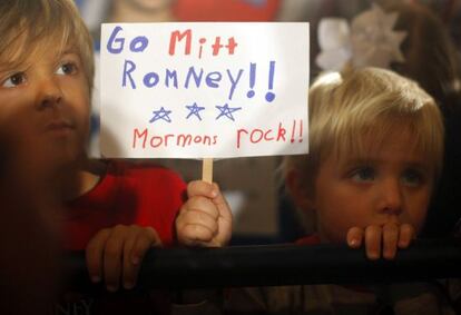 Mormones en un mitin de Romney en Carolina del Sur. 