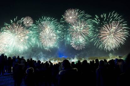 Celebración del Año Nuevo en la ciudad de Montreal (Canadá).