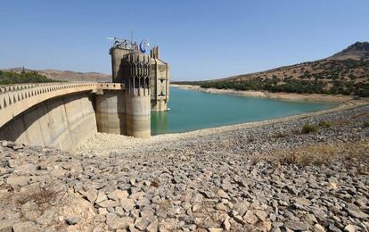 Aspecto del embalse de Sidi Salem el pasado agosto.