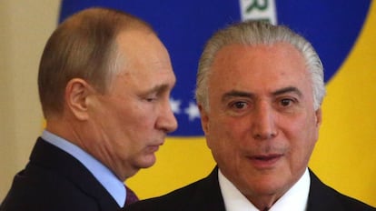 Temer e Putin em Moscou.