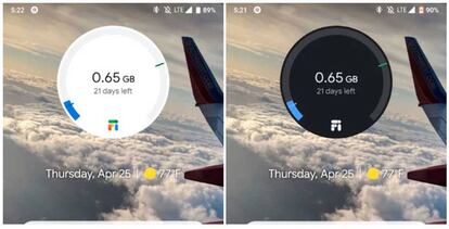 Antes y después del modo oscuro en Google Fi