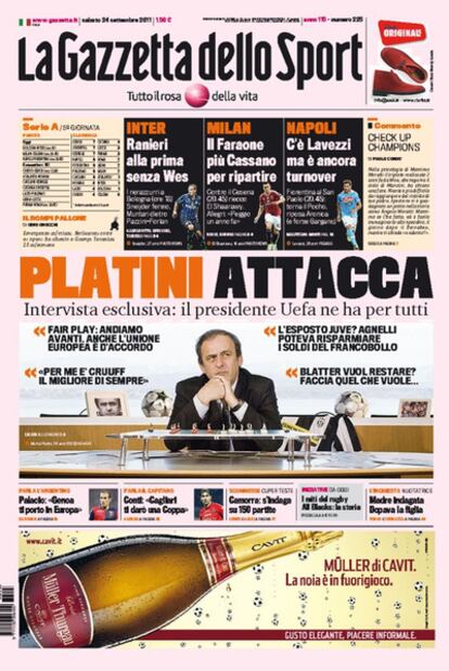 La portada de <i>La Gazzetta dello Sport</i> de hoy.