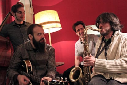 The members of the band Dead Capo, in their rehearsal space in Carabanchel, Madrid.