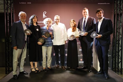 De izquierda a derecha: Joan Amorós, Marina Monsonís, Jill Norman, Joan Roca, Lakshmi Aguirre, Roger Ortuño y Diego García (Pescaderíass Coruñesas)