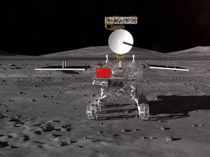 Recreación del robot chino que tiene previsto aterrizar en la cara oculta de la Luna.