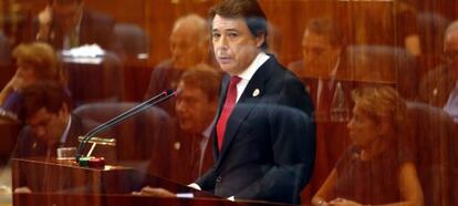 Ignacio González, durante su discurso en el debate del estado de la región en la Asamblea de Madrid.