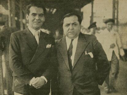 Federico García Lorca y el periodista Pablo Suero en 1936.