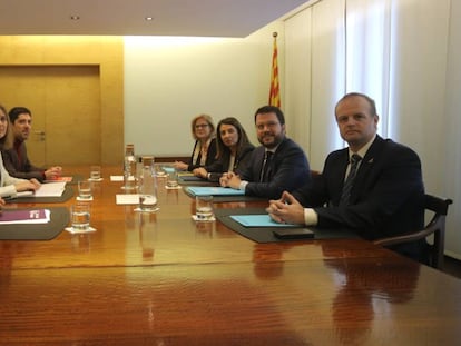 Reunión entre el Govern y los comunes, este lunes. 