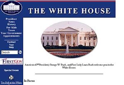 Imagen del la página <I>web</I> de la Casa Blanca, blanco del virus <I>Código rojo</I>.