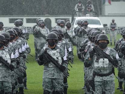 Integrantes de la Guardia Nacional en Ciudad de México, el 29 de junio.