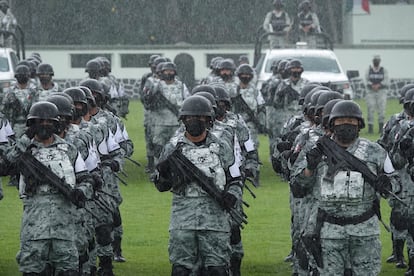 Integrantes de la Guardia Nacional en Ciudad de México, el 29 de junio.