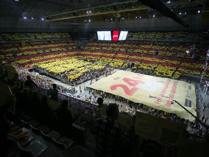 Un mosaic al Palau Sant Jordi amb motiu de l'acte de l'ANC.  