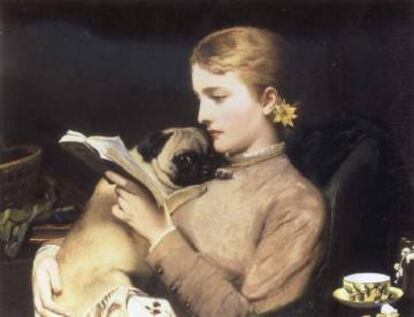 'Muchacha leyendo con doguillo', de Charles Burton Barber.