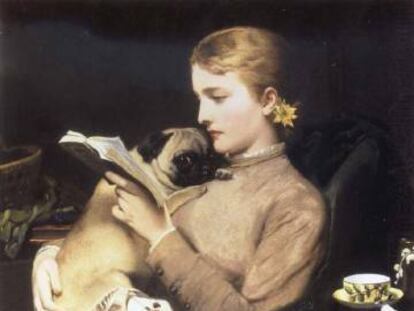 'Muchacha leyendo con doguillo', de Charles Burton Barber.
