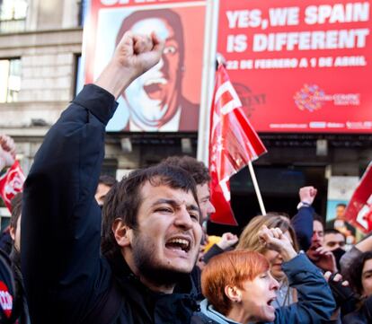 Manifestantes, en el centro de Madrid.