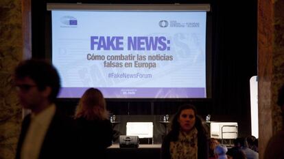 Imatge del fòrum 'Fake News', al Parlament Europeu, l'any passat.