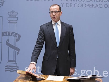 El diplomático Camilo Villarino, en su toma de posesión como jefe de Gabinete del entonces ministro de Exteriores, Alfonso Dastis, en 2017.