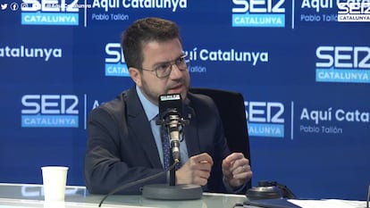 El expresident Pere Aragonès, durante su entrevista al programa 'Aquí Catalunya', en la Cadena SER.