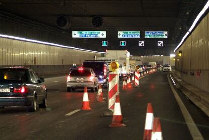Obras de mantenimiento en el túnel de la M-30.
