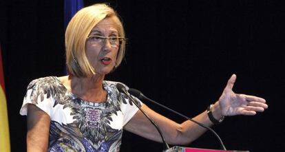 La l&iacute;der de UPyD, Rosa D&iacute;ez, durante la celebraci&oacute;n del sexto aniversario de la formaci&oacute;n pol&iacute;tica. 