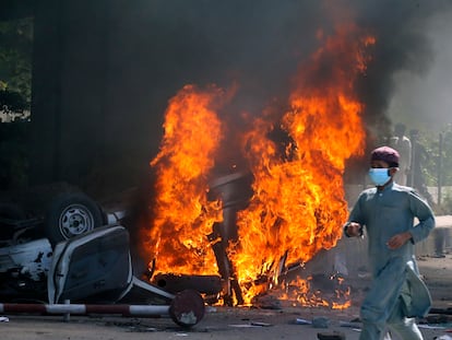 Angry supporters of Pakistan's former Prime Minister Imran Khan during a protest