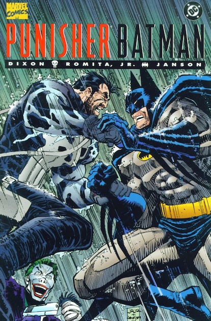 Durante los años noventa, se multiplicaron los enfrentamientos entre héroes de Marvel y DC. En este caso, la batalla es entre Batman y el justiciero oscuro de Marvel, El Castigador (The Punisher). Ambos han saltado en numerosas ocasiones a la gran pantalla.