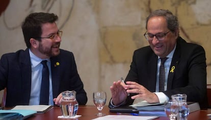El presidente de la Generalitat, Quim Torra, con el vicepresidente Pere Aragonès.