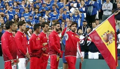 Bruguera, Carreño, Bautista, Ramos, Granollers y Feliciano, en el estadio Pierre Mauroy de Lille.