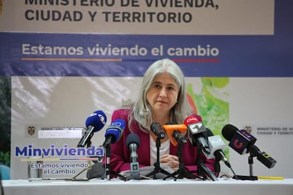 La ministra Catalina Velasco durante un anuncio respecto al programa Mi Casa Ya