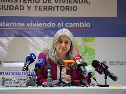 La ministra Catalina Velasco durante un anuncio respecto al programa Mi Casa Ya, el 16 de febrero.