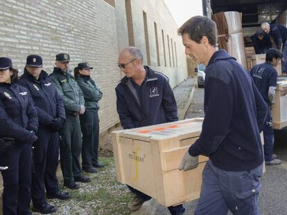 Traslado de las obras de Sijena el pasado d&iacute;a 11. Javier Mart&iacute;n