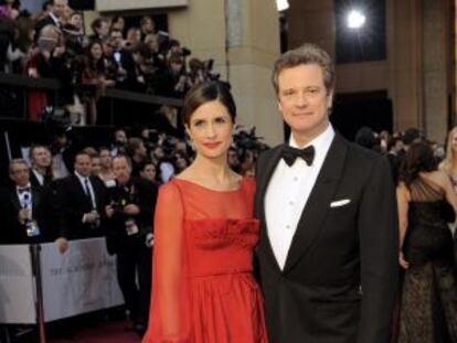 Livia Giuggioli y Colin Firth, en la alfombra roja.