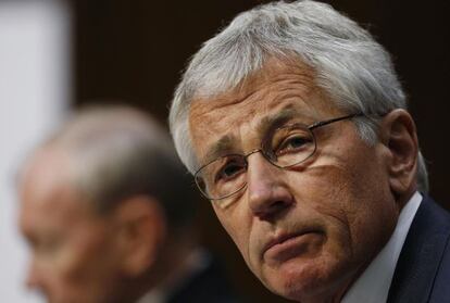 El secretario de Defensa, Chuck Hagel, durante su comparecencia en el Senado.