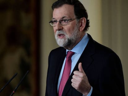 Mariano Rajoy, este viernes durante la rueda de prensa de fin de a&ntilde;o en La Moncloa.