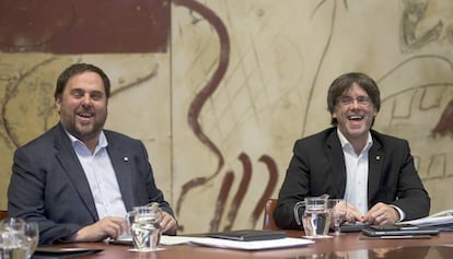 Oriol Junqueras i Carles Puigdemont al Consell Executiu.