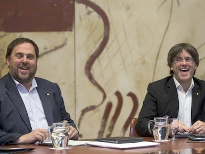 Oriol Junqueras i Carles Puigdemont al Consell Executiu.